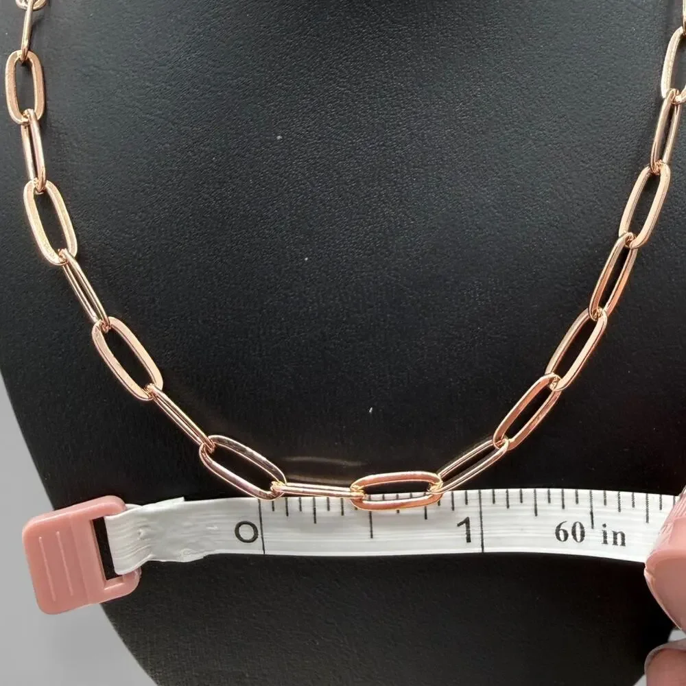 18 inch Copper Paper Clip Chain with Double Hook Clasp Handmade Artisan - Picture 5 of 7